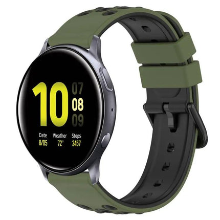 20mm Two-Color Porous Silicone Watch Band For Galaxy 44/42mm