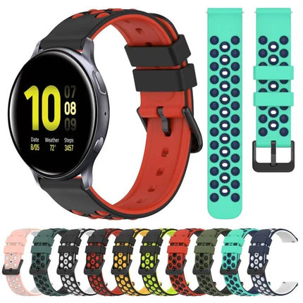 20mm Two-Color Porous Silicone Watch Band For Galaxy 44/42mm