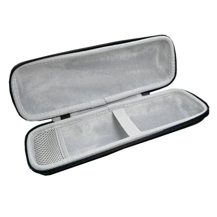Compact Water Resistant Travel Case For Portable Bluetooth Speakers open gray interior with divider and mesh pocket