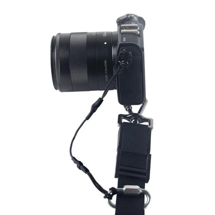 Camera Safety Rope with Hook for Secure Camera Attachment securing mirrorless DSLR to strap as backup safety