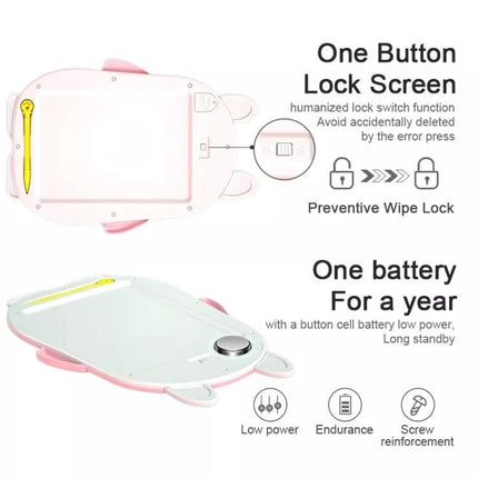 Colorful Cartoon Rabbit LCD Drawing Board for Kids' Creativity - pink rabbit board with one-button lock screen and long-life battery, portable mess-free drawing