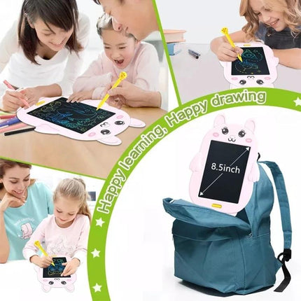 Colorful Cartoon Rabbit LCD Drawing Board for Kids' Creativity - pink 8.5-inch mess-free travel drawing tablet for car, school, and home