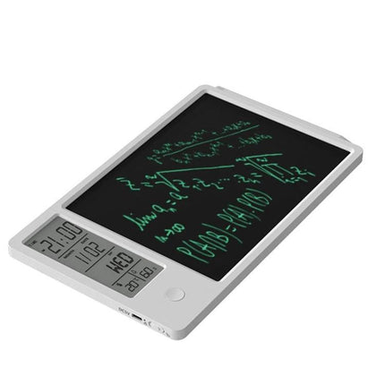10-Inch Electronic Writing Board for Calendar and Daily Notes showing reusable LCD note area with time, date and weather display