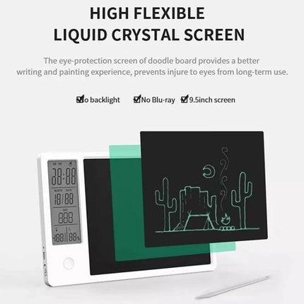 10-Inch Electronic Writing Board for Calendar and Daily Notes showing LCD writing surface, date/time/weather display and stylus for reusable notes