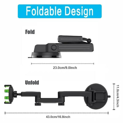 Truck Phone Mount With Long Arm For Dash And Windshield Use - foldable long arm suction cup mount for trucks, buses, excavators and cranes