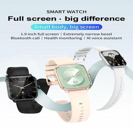 KT65 Smart Watch for Monitoring Health in Daily Life - 1.9-inch full screen smart watch showing heart rate and sleep tracking in three color options