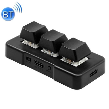 MK321BT Custom 3-Key Programmable Keypad for Gaming and Office Use - compact USB/Bluetooth 3-key macro pad in black for gaming and office shortcuts