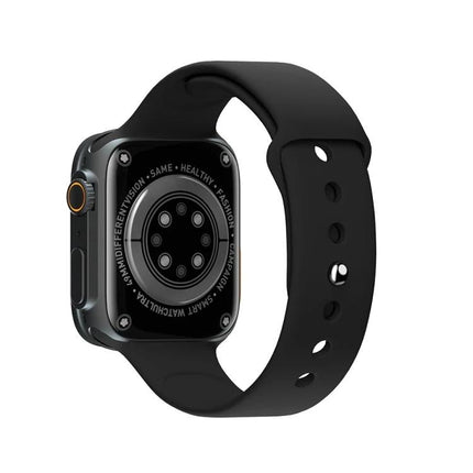 A Versatile Smart Watch for Daily Health and Activity Tracking - sleek black fitness smartwatch with heart rate sensors and silicone band