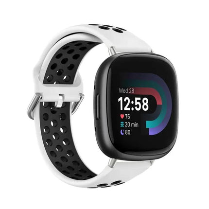 Two-Tone Perforated Silicone Watch Band For Fitbit Versa 4