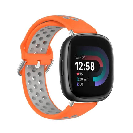 Two-Tone Perforated Silicone Watch Band For Fitbit Versa 4