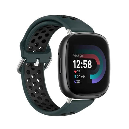 Two-Tone Perforated Silicone Watch Band For Fitbit Versa 4