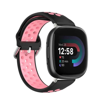Two-Tone Perforated Silicone Watch Band For Fitbit Versa 4