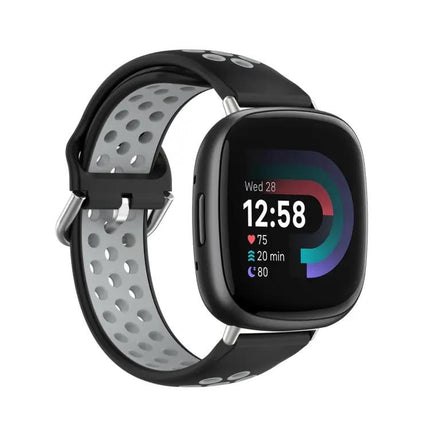 Two-Tone Perforated Silicone Watch Band For Fitbit Versa 4