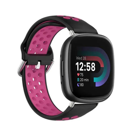 Two-Tone Perforated Silicone Watch Band For Fitbit Versa 4