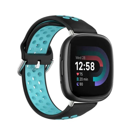 Two-Tone Perforated Silicone Watch Band For Fitbit Versa 4