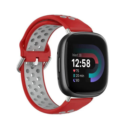 Two-Tone Perforated Silicone Watch Band For Fitbit Versa 4