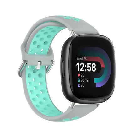 Two-Tone Perforated Silicone Watch Band For Fitbit Versa 4