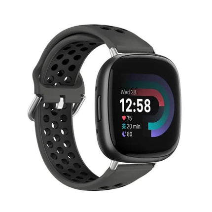 Two-Tone Perforated Silicone Watch Band For Fitbit Versa 4