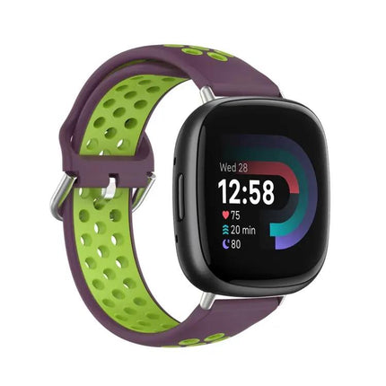 Two-Tone Perforated Silicone Watch Band For Fitbit Versa 4