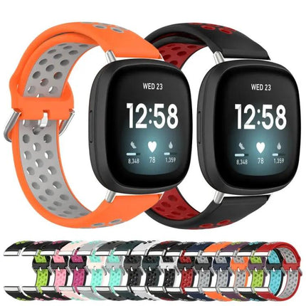 Two-Tone Perforated Silicone Band for Fitbit Versa 4/3 Sense