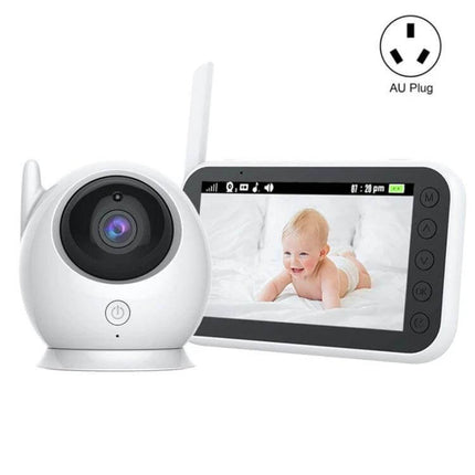 Wireless Baby Monitor with 360-Degree Night Vision showing camera and parent receiver screen displaying baby