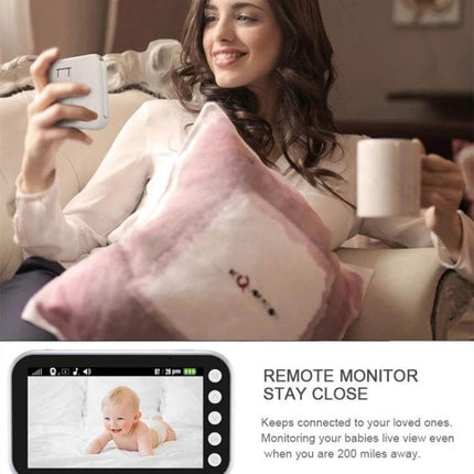 Wireless Baby Monitor with 360-Degree Night Vision showing parent viewing baby's live feed on portable receiver for nursery monitoring