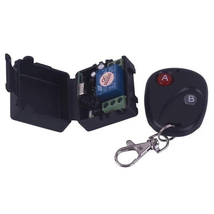 Wireless RF One-Channel Remote Control Switch for Devices remote module and two-button keyfob for controlling lights fans and garage doors