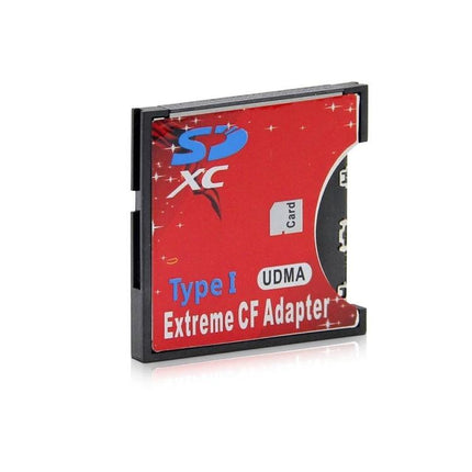 SD Card to Compact Flash Adapter for Cameras and Devices - red Type I UDMA CF adapter for SDXC cards, front view