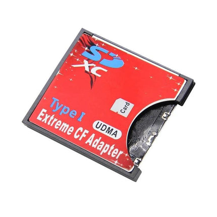 SD Card to Compact Flash Adapter for Cameras and Devices - red Type I CF adapter showing SD card slot