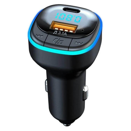 In Car USB Type C Charger For Quick Phone Charging compact FM transmitter with USB-C 5V 3.1A port and LED display for car audio and fast charging