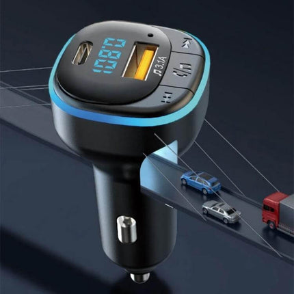 In Car USB Type C Charger For Quick Phone Charging with FM transmitter, 5V 3.1A USB-C fast car charger and digital display