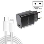 EU Plug + Type-C to 8 Pin Cable / Black