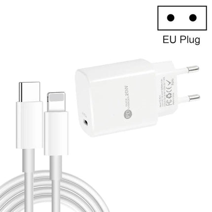 Compact USB-C Charger and Cable for Everyday Device Powering - white EU plug charger with USB-C to USB-C cable for phones and tablets