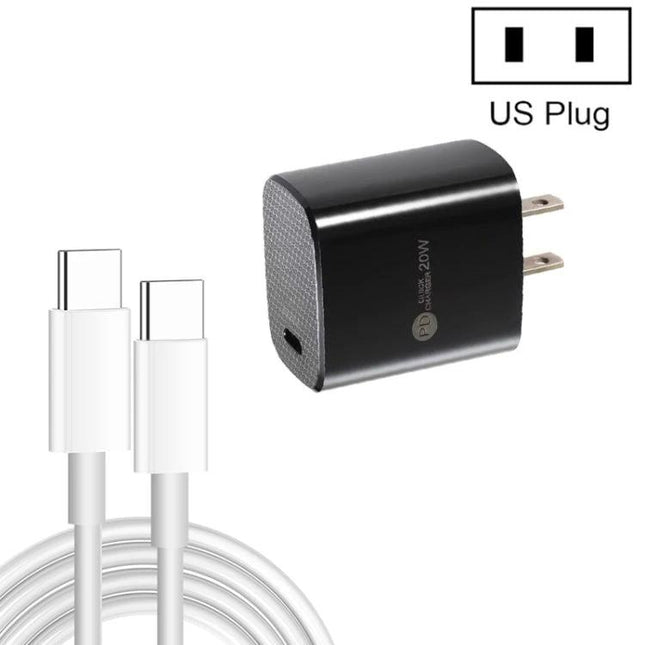 Compact USB-C Charger with Cable for Daily Device Powering – black US plug wall charger with USB-C cable