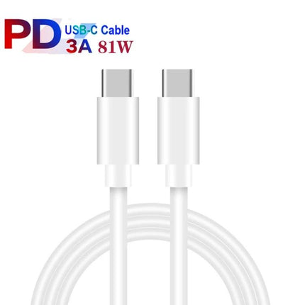 Compact USB-C Charger with Cable for Daily Device Powering showing white PD USB-C cable with 3A 81W rating