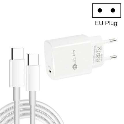 Compact USB-C Charger and Cable for Daily Device Use white EU plug PD3.0 fast charging 20W compact travel charger and USB-C cable