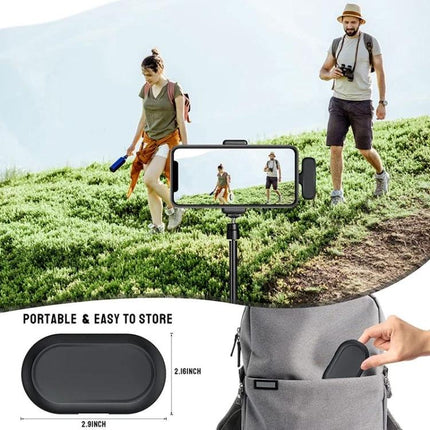 ATEngeus Microphones for Daily Video Calls and Recording wireless lavalier kit shown with hikers vlogging using phone on tripod