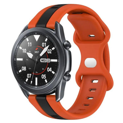 22mm Two-Tone Silicone Watch Band, Butterfly Buckle, Samsung