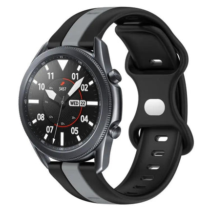 22mm Two-Tone Silicone Watch Band, Butterfly Buckle, Samsung