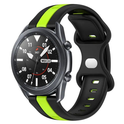 22mm Two-Tone Silicone Watch Band, Butterfly Buckle, Samsung