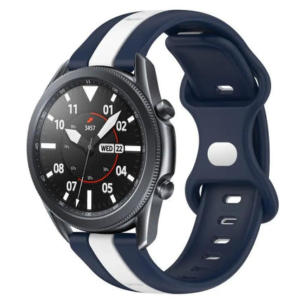 22mm Two-Tone Silicone Watch Band, Butterfly Buckle, Samsung