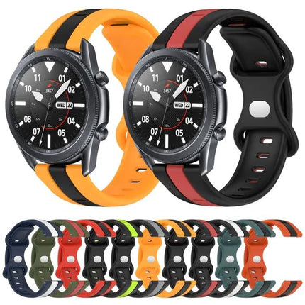 22mm Two-Tone Silicone Watch Band, Butterfly Buckle, Samsung
