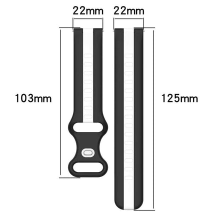 22mm Two-Tone Silicone Watch Band, Butterfly Buckle, Samsung