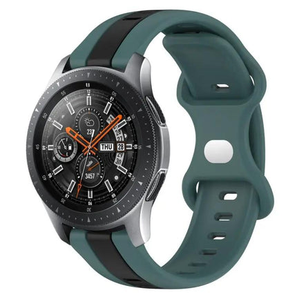 22mm Two-Tone Silicone Watch Band, Butterfly Buckle, Samsung
