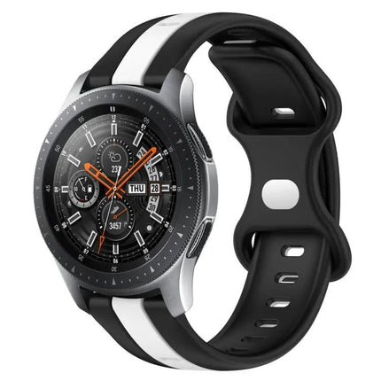 22mm Two-Tone Silicone Watch Band, Butterfly Buckle, Samsung