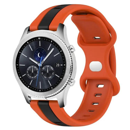 22mm Two-Tone Silicone Watch Band Butterfly Buckle Gear S3
