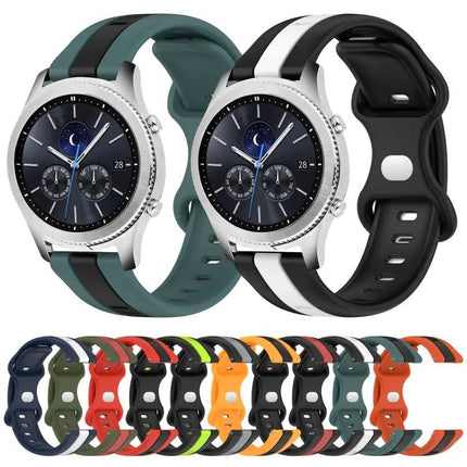 22mm Two-Tone Silicone Watch Band Butterfly Buckle Gear S3