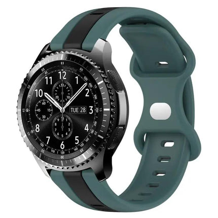 22mm Two-Tone Silicone Watch Band Butterfly Buckle Gear S3