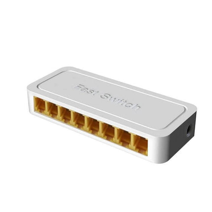8-Port Gigabit Ethernet Switch for Home Networks - compact white 8-port RJ45 plug-and-play switch for smart TVs, PCs and gaming consoles