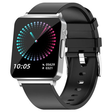 Wearable Health Monitor for Daily Activities and Fitness Tracking - slim smartwatch showing heart rate, steps and activity metrics on black silicone strap